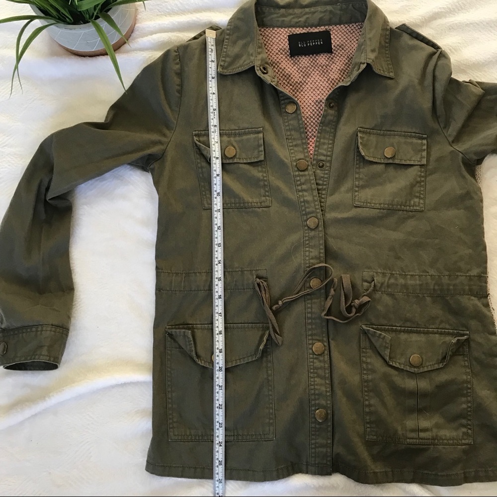 Blu Pepper Utility Jacket Green w/ Aztec Print - Picture 8 of 8